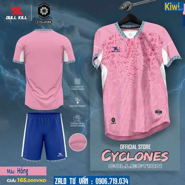 Áo đá bóng không logo Cyclones màu hồng cực chất