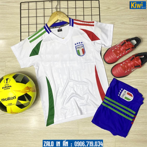 Áo bóng đá trẻ em tuyển Ý màu trắng 2024