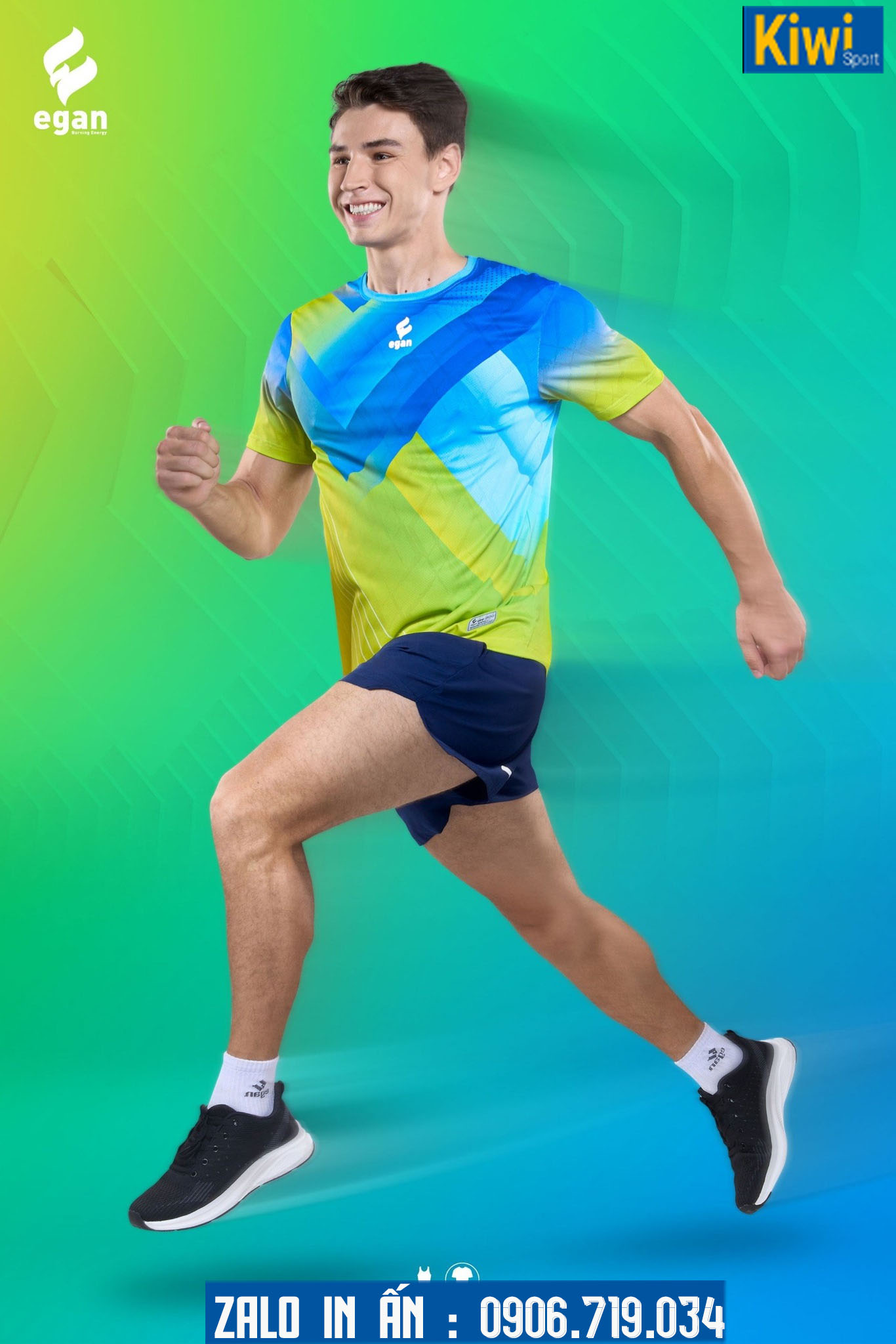 Áo chạy bộ Egan 01 màu vàng xanh trẻ trung