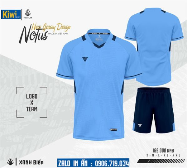 Áo đá bóng không logo Notus màu xanh biển