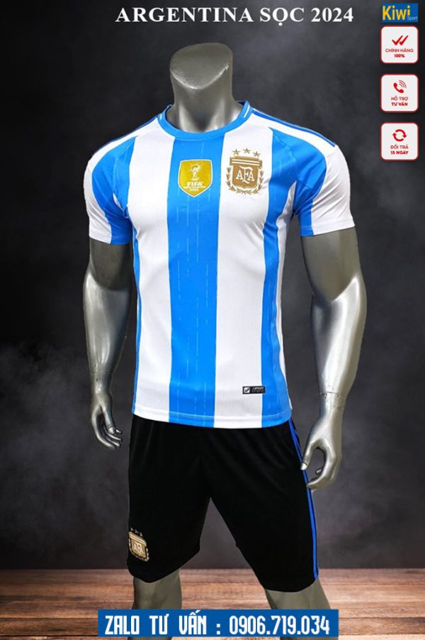 Áo đá bóng đội tuyển Argentina 2024 sọc xanh trắng