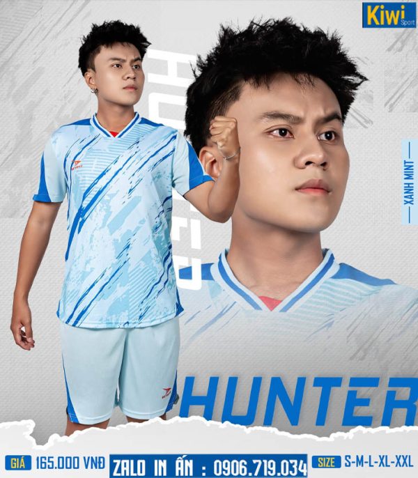 Áo bóng đá không logo Hunter màu xanh biển