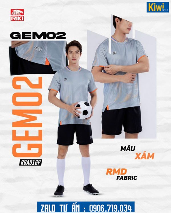 Áo bóng đá không logo Gem 02 màu xám rất đẹp