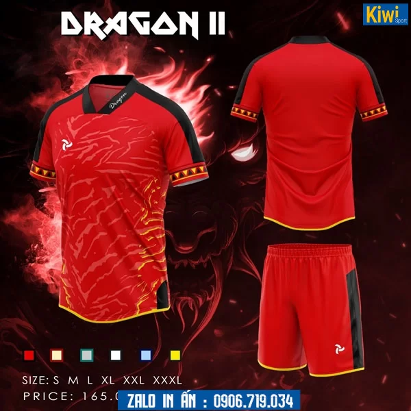 Áo bóng đá không logo Dragon II màu đỏ