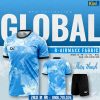 Áo bóng đá không logo Global màu xanh thiên thanh