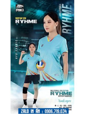 Áo bóng chuyền nữ Ryhme màu xanh ngọc rất đẹp