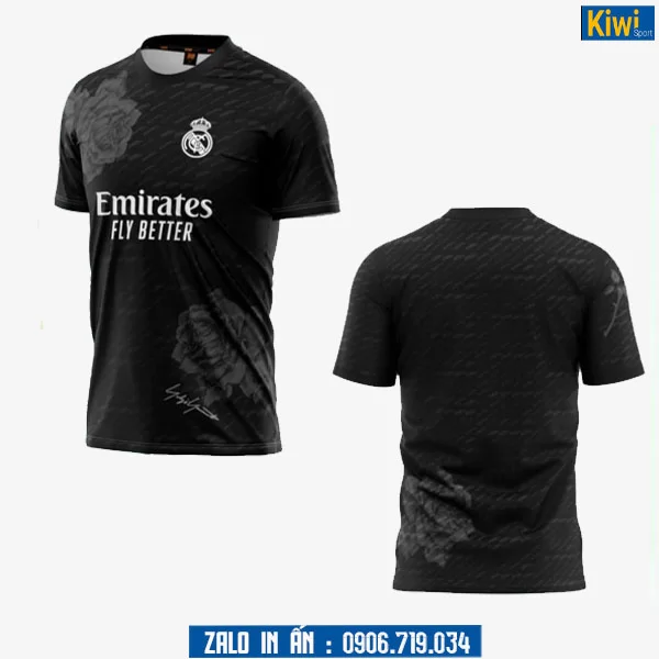 Áo Bóng Đá CLB Real Madrid 2024 Màu Đen Fan Made