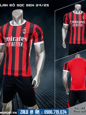 Áo Bóng Đá CLB AC Milan 2024 - 2025 Sọc Đỏ Đen