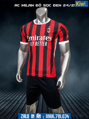 Áo đá banh clb Ac Milan sọc đỏ đen 2024 - 2025