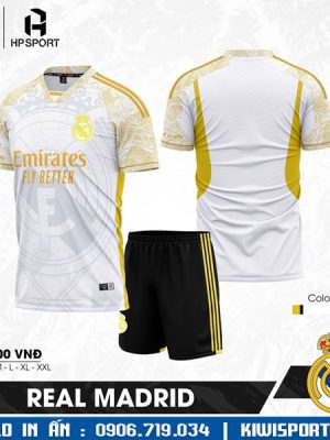 Áo Bóng Đá CLB Real Madrid 2024 - 2025 Màu Trắng Đồng