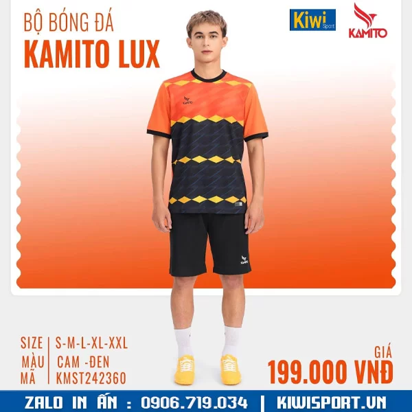 Áo đá bóng không logo Kamito Lux màu cam