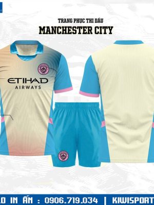 Bộ Áo Bóng Đá CLB Manchester City 2024 - 2025 Màu Kem Sữa