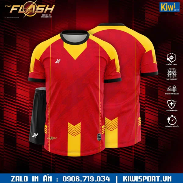 Áo đá banh không logo Flash màu đỏ