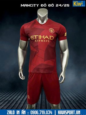 Bộ áo đấu CLB Man City màu đỏ đô 2024 - 2025